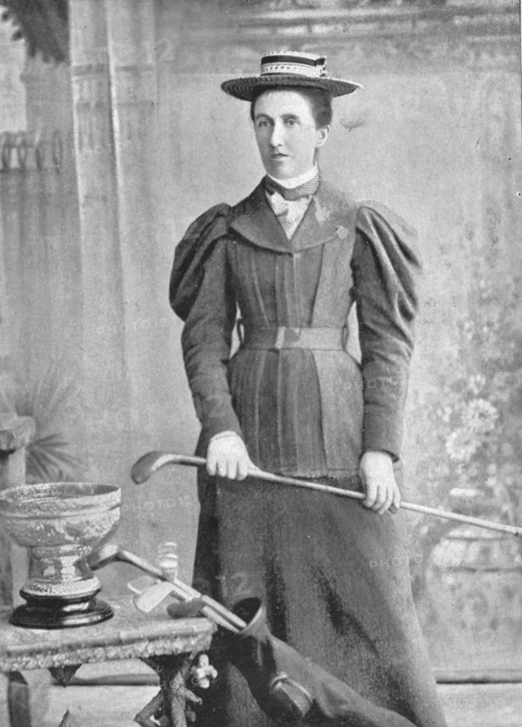 Portrait of the Irish lady golfer Miss Cox, 1896. Creator: Lee & Co.