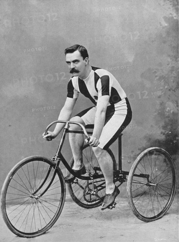 Portrait of the cyclist J Rowley, 1896. Creator: RW Thomas.