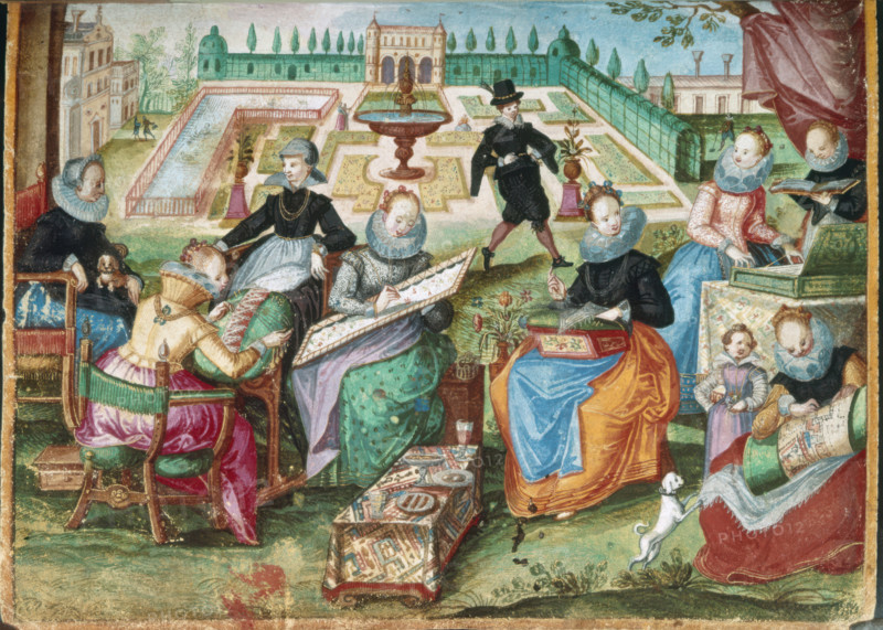 Ladies in a garden embroidering, 1603-1637.  Creator: Gervasius Fabricius.