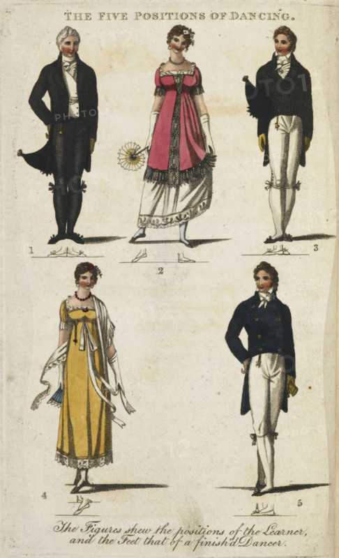 The five positions of dancing, 1811. Creator: John Berryman.