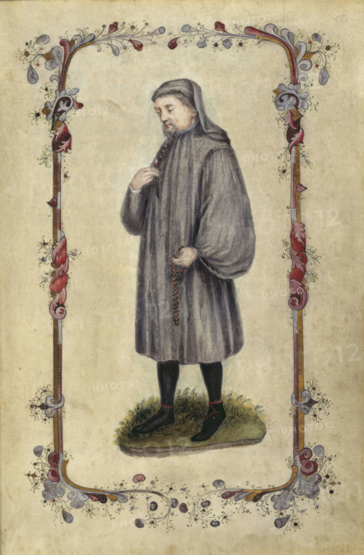 Geoffrey Chaucer, the author. A full length portrait, 1476-77. Creator: Unknown.