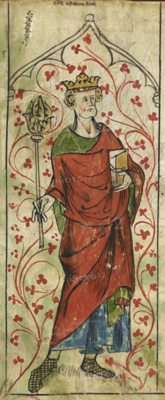 Sanctus Edwardus, Edward the Confessor, standing with a sceptre and a book, c1307-c1327. Creator: Unknown.
