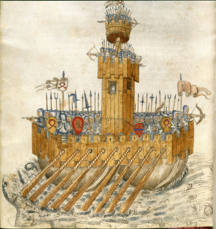 Ship with armed soldiers, 15th century .  Creator: Unknown.