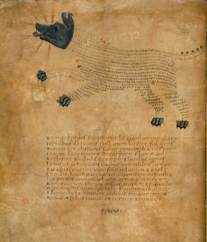 Illustration of the constellation Sirius, with text, c820-840.  Creator: Unknown.