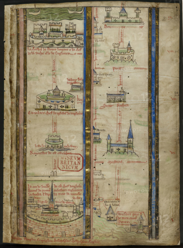 Part of an itinerary from London to Jerusalem by Matthew Paris, 1250-1259. Creator: Unknown.