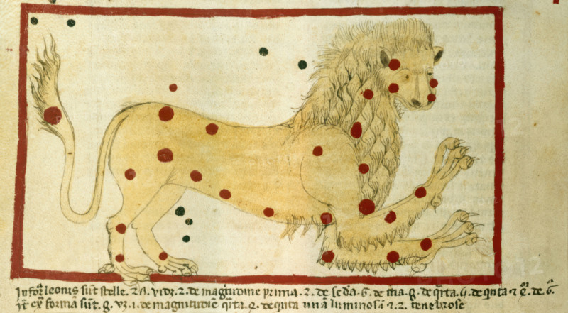 Drawing of Leo, the sign of the Zodiac for July, 14th century. Creator: Andolone dal Nero.