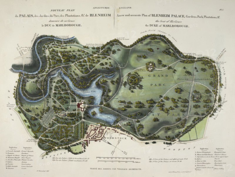 A new and accurate plan of Blenheim Palace, 1835.  Creator: Unknown.