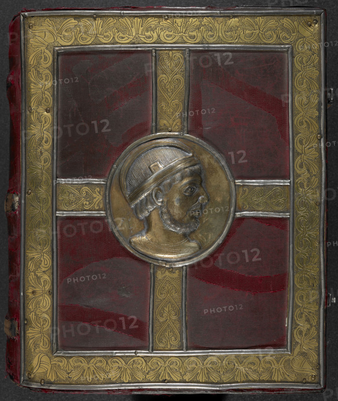 In the centre, a silver gilt medallion, probably representing the Emperor Lothaire...9th cent. Creator: Unknown.