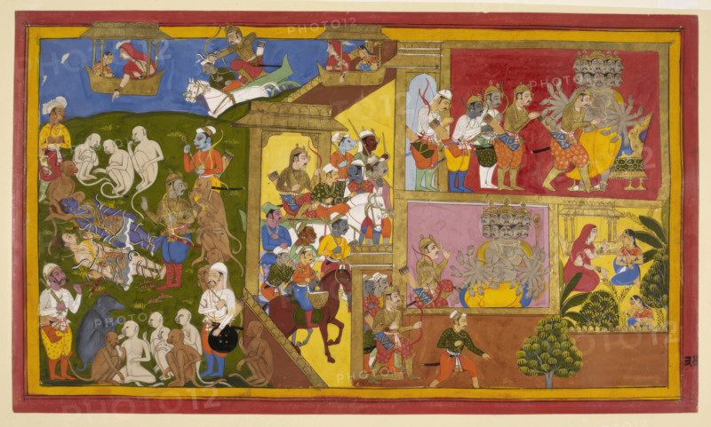 Rama and Lakshmana are bound, 1650-1652.  Creator: Sahib Din.