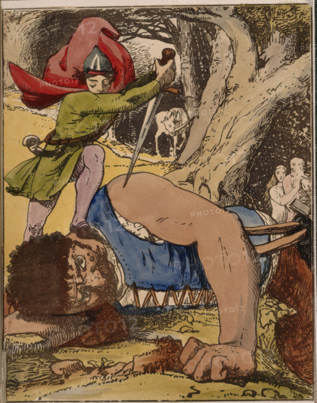 Jack killing the giant, 1845.  Creator: Unknown.