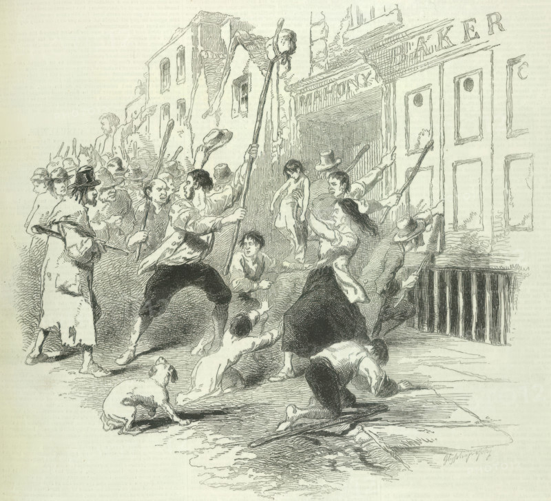 A food riot in Dungarvan, Co. Waterford, Ireland, during the famine, 1846. Creator: Unknown.