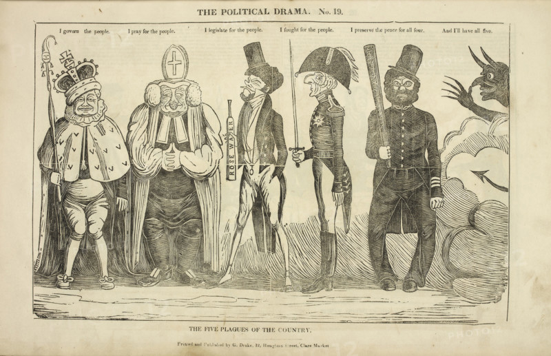 'The Political Drama, No. 19: the Five Plagues of the Country', 1834-1835.  Creator: Charles Jameson Grant.