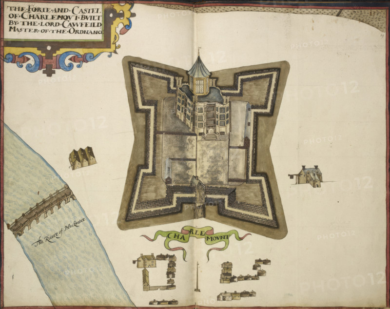The Forte and Castel of Charlemout [sic], built by the Lord Cawfield..., 1624.  Creator: Unknown.