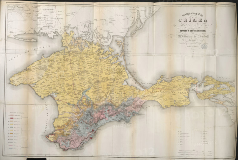 Geological map of the Crimea, 1853. Creator: Unknown.