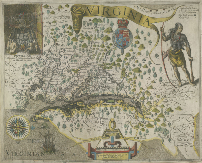 Map of Virginia, 1618.  Creator: Theodor de Bry.