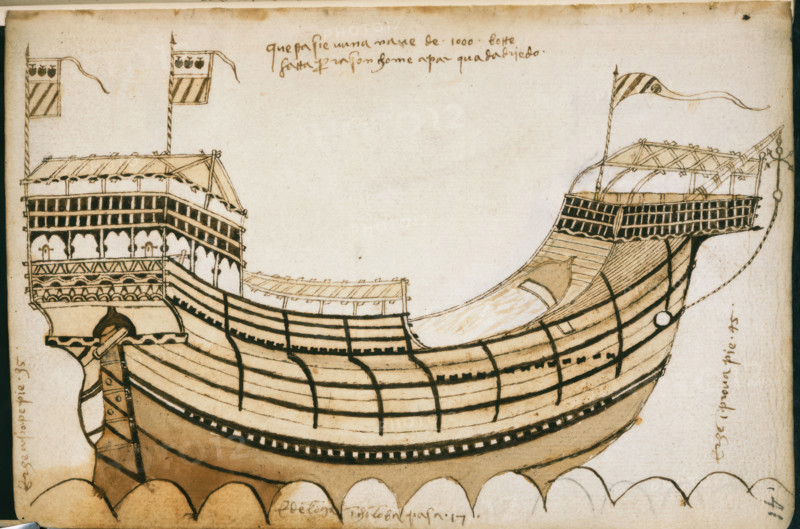 Drawing of a ship, c1447-1449.  Creator: Unknown.