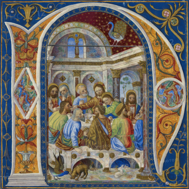 Initial N, the Last Supper, c1500. Creator: Unknown.