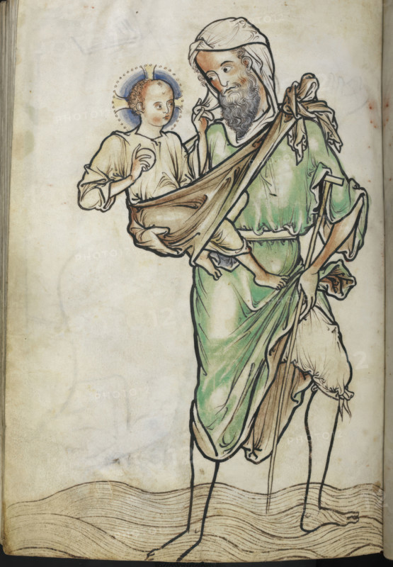 St Christopher carrying the Christ Child, c1250.  Creator: Unknown.