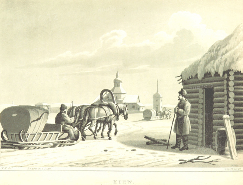 Bridgka on a Sledge - Kiew, 1819.  Creator: I Clark.
