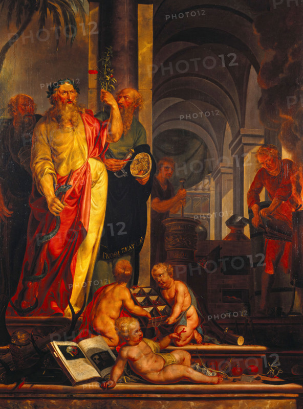Aesculapius and other ancients are presented with exotic materia medica from the far east...1791. Creator: Johannes Prey.