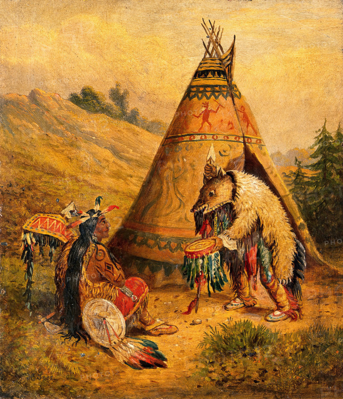 A Native American medicine man. Creator: George Catlin.