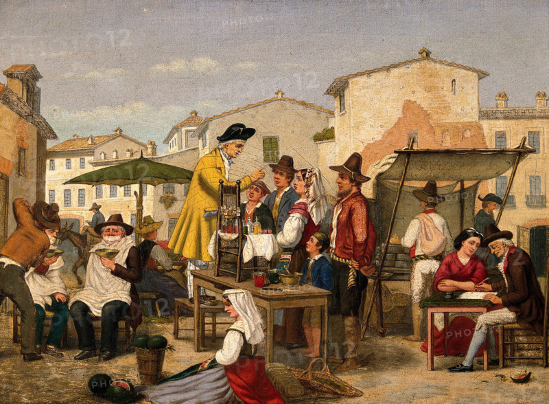 Street traders in a market square. Creator: G. S..