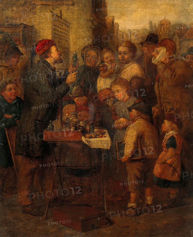 An itinerant quack-doctor, mid-19th century. Creator: Unknown.
