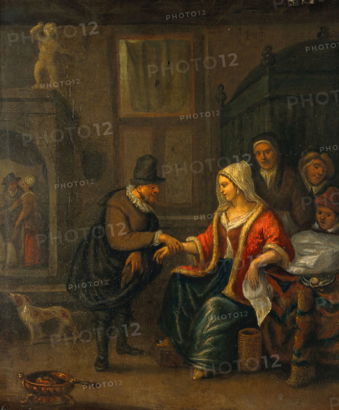 A medical practitioner taking a woman's pulse. Creator: Jan Steen.