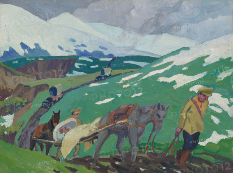 World War I: "transport of our wounded in Russia, 1918". Creator: Jan Gordon.