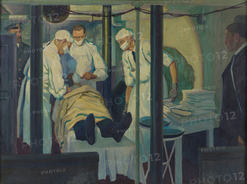 World War I: an operation in a light cruiser, c1918. Creator: Jan Gordon.