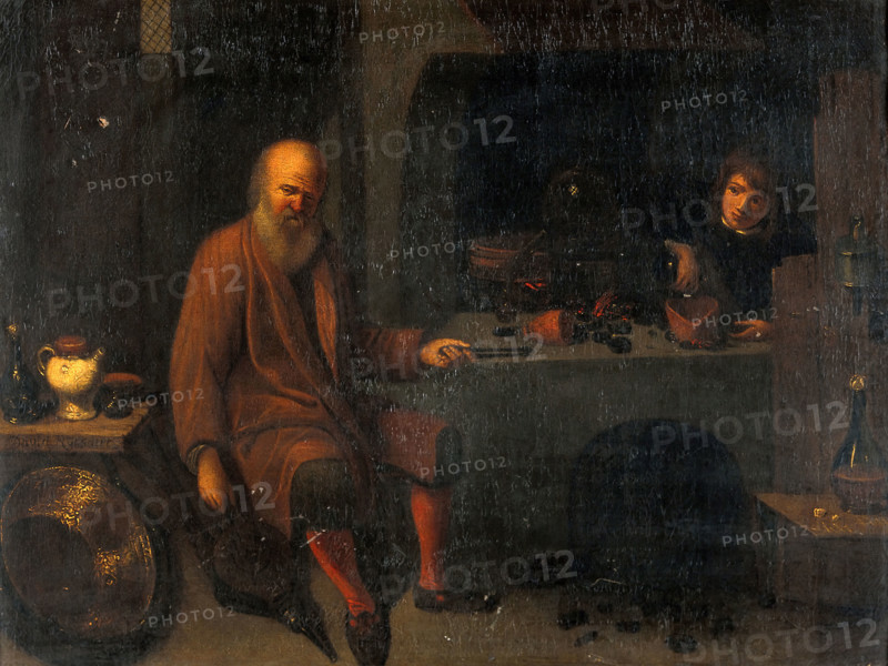 An alchemist in his laboratory, c1640s. Creator: David Ryckaert III.