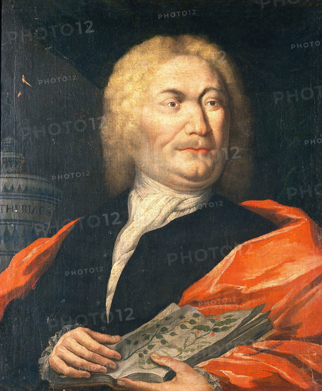 A man with a herbal and a jar of theriac: an apothecary or pharmaceutical scholar, c1780s. Creator: Unknown.
