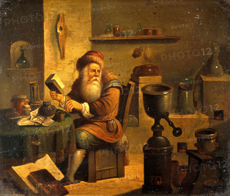 An alchemist in his laboratory, c1680s. Creator: Follower of David Teniers II.