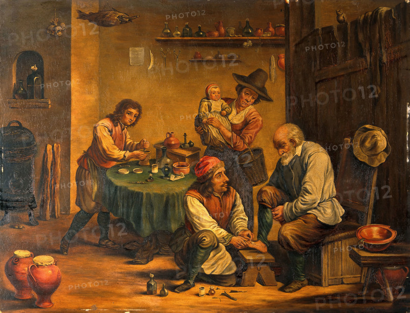 A surgeon operating on a man's foot, c1680s. Creator: Teniers, David, 1610-1690 (After).
