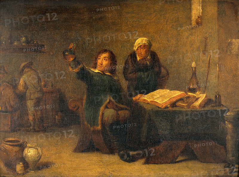 A medical practitioner examining a urine flask, c1680s. Creator: Teniers, David, 1610-1690 (After).