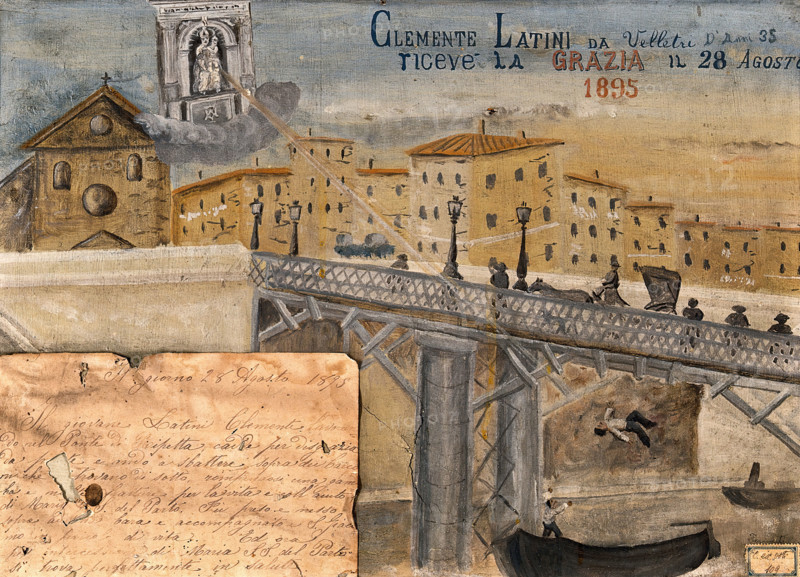 Clemente Latini of Velletri saved by the Madonna del Parto after falling off the Ponte di..., 1895. Creator: Unknown.