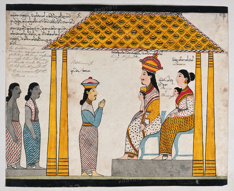 The representative of the people of Jetuttara requests Prince Vessantara to leave the city, 1815. Creator: Unknown.