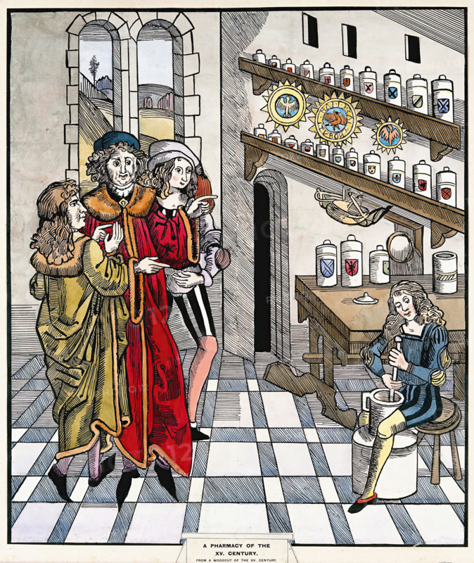 A pharmacy: interior. Creator: Unknown.