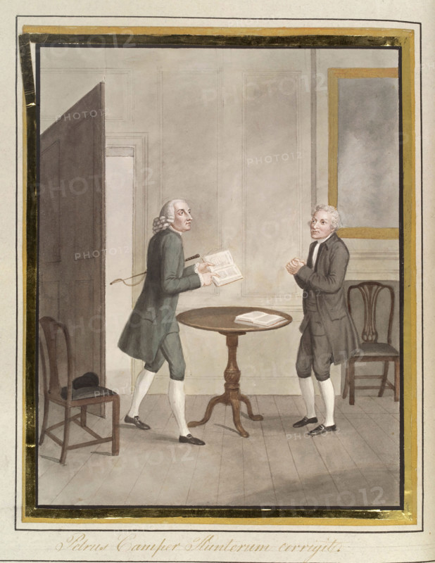 Pieter Camper correcting John Hunter's paper on the hawk, 1822. Creator: Jesse Foot.