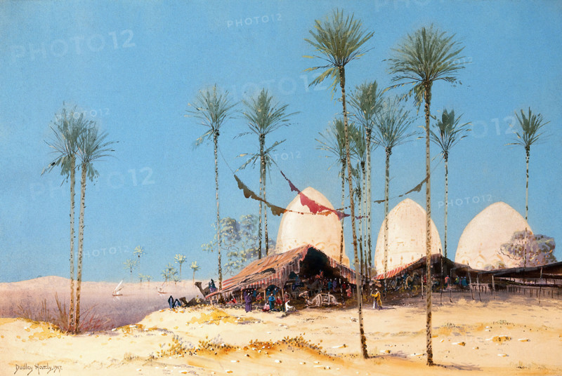 An encampment on the Nile, 1917. Creator: Dudley Hardy.