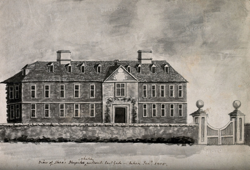 Stone's Hospital, Oxford: panoramic view, 1805. Creator: Unknown.