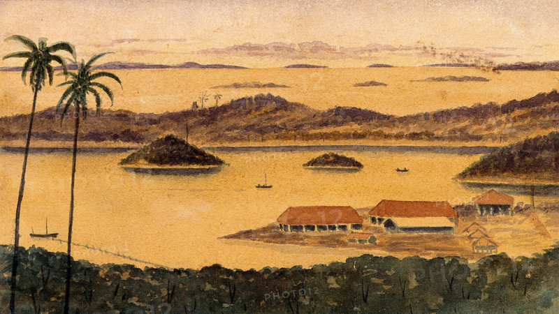 Singapore: a view across part of Blakang Mati Island, 1880. Creator: John Edmund Taylor.