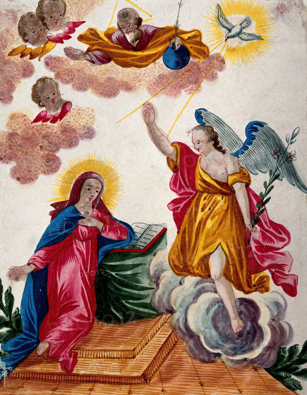The angel announces to the Virgin that she will give birth to Christ. Creator: Unknown.