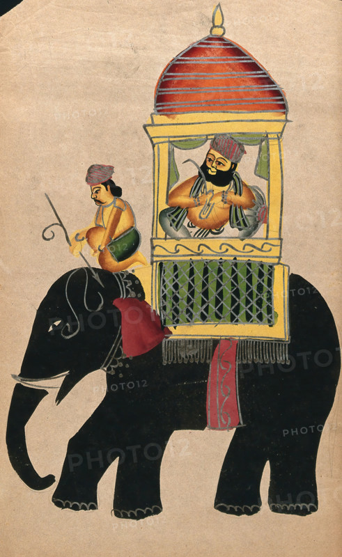 Raja on a black elephant, c1890. Creator: Unknown.