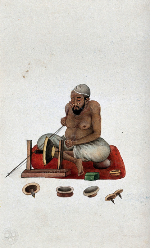 A lapidary at work cutting and polishing stones, (between 1800 and 1899?). Creator: Unknown.