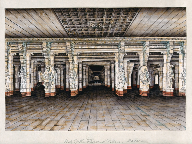 Madurai: the hall of a thousand pillars in the Meenakshi temple complex...(between 1800 and 1899?). Creator: Unknown.
