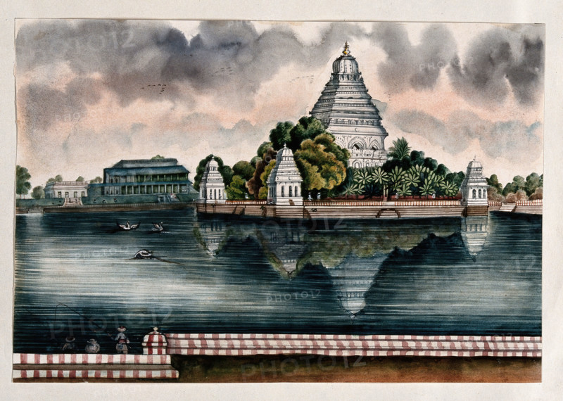 Madurai: a view of the tank and the Judge's house, (between 1800 and 1899?). Creator: Unknown.