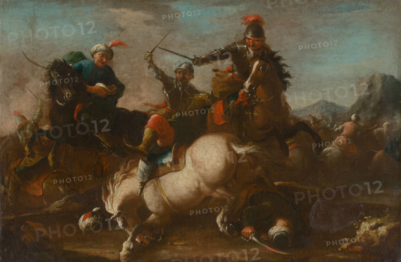 Battle Scene, 1748-1753. Creators: Unknown, Circle of August Querfurt.