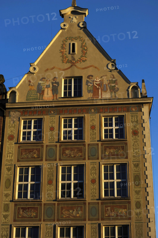 Façade detail of old burgher and merchant houses, Dlugi Targ (Long Market), Gdansk, Poland, 2015. Creator: Unknown.