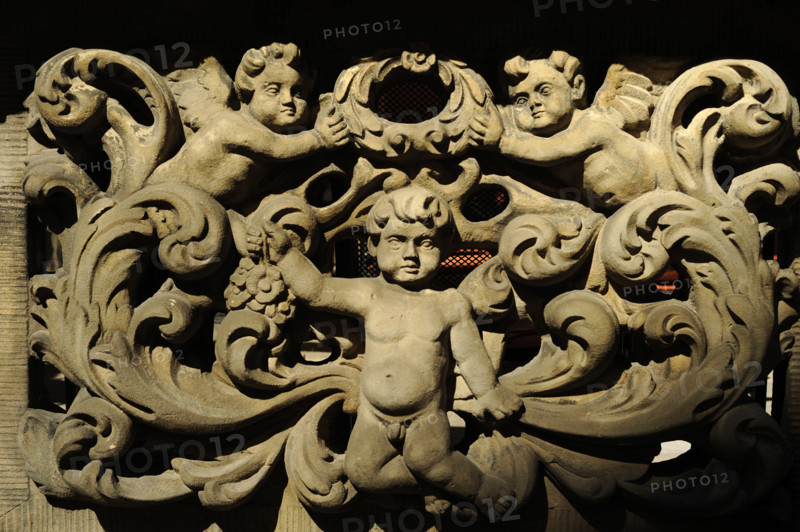 Ornamental relief at the entrance of a house, Piwna street, Gdansk, Poland, 2015. Creator: Unknown.